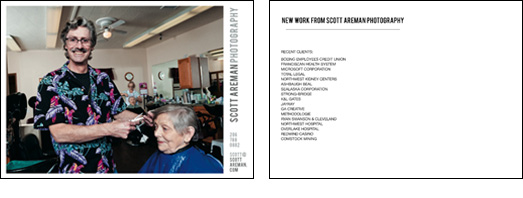 postcard of a barber giving a senior woman a haircut