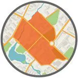 circle graphic showing a saturated area on a map for neighborhood targeting