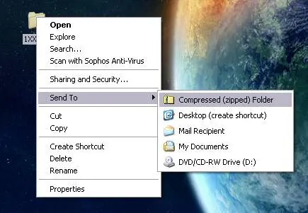 windows right click send to compressed zip folder