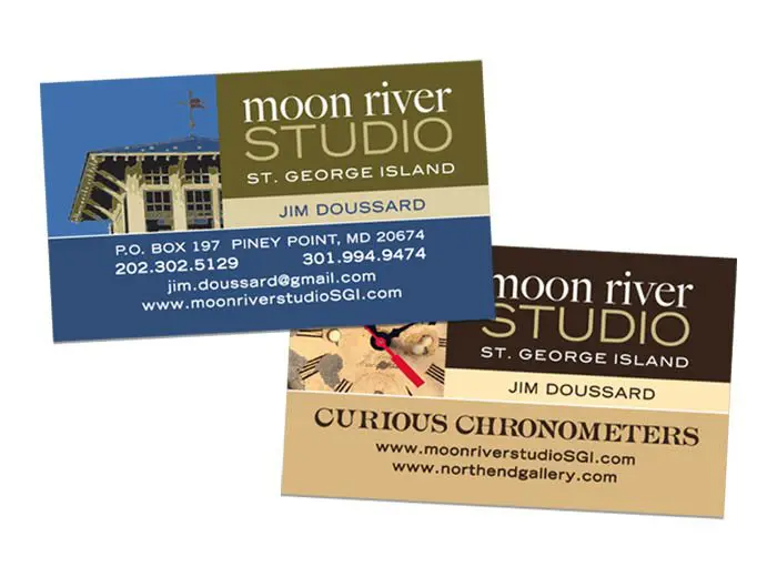 business card product photo showing cards printed by moon river studio