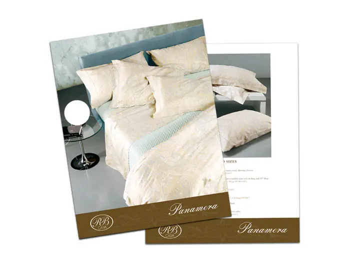 catalog sheet 8.5x11 with a bedding company design