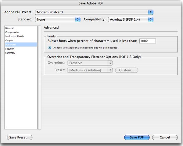 adobe illustrator pdf export advanced options tab