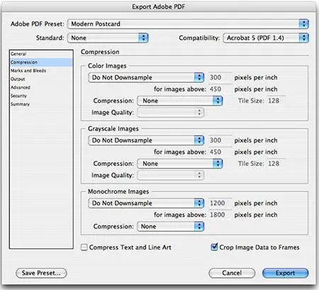 adobe indesign pdf export compression settings