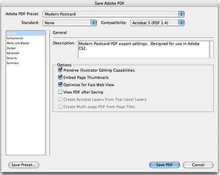 adobe illustrator pdf export save as settings