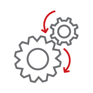 icons of two gears spinning with arrows