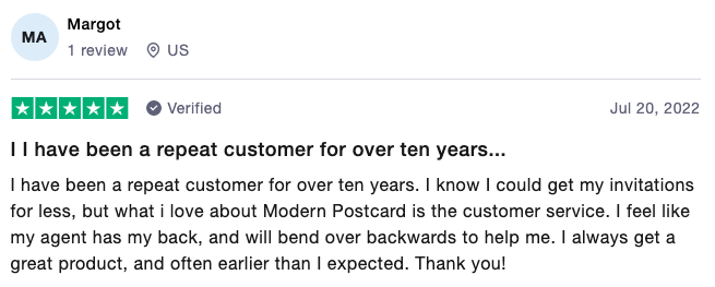 TrustPilot Review for Modern Postcard 3