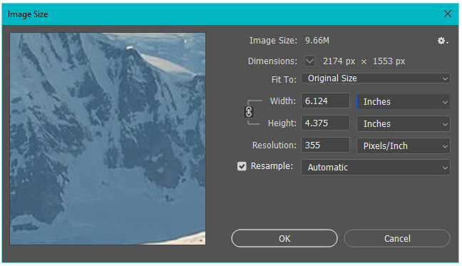 Photoshop Image Resolution photoshop image size window showing a high resolution print graphic
