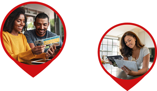 Direct Mail Direct Mail graphic showing people in GPS symbols representing their location