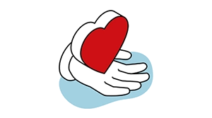 Icon of a hand holding a heart showing people trust direct mail