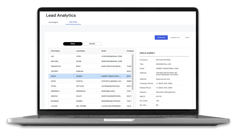 Laptop computer showing the lead analytics dashboard