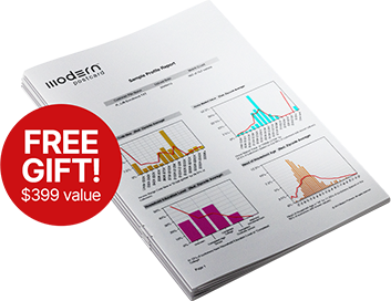 Demographic Booklet with graphs on the front and FREE GIFT in a red text bubble