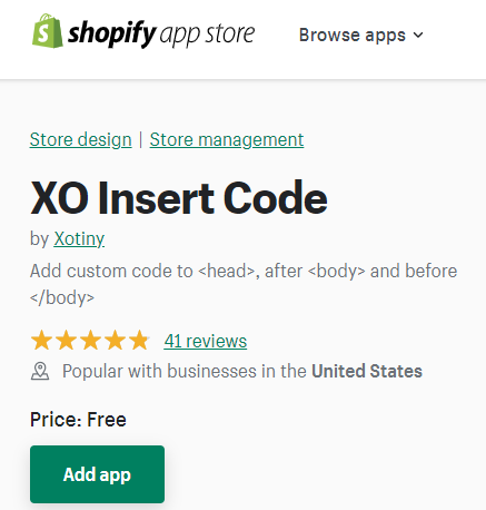 Shopify - XO Insert Code