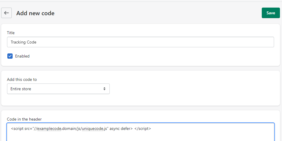 Shopify - Add Tracking Code