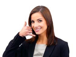 woman making a phone gesture with her hand