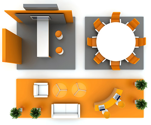 aerial view of a trade show display