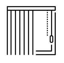 Vector line icons with drapes. Window curtains, blinds and shades. Window Coverings and Blinds